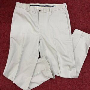 Brooks Brothers Clark Fit Advantage Chino Flat Front Tan Khaki Pants - 34 x 30